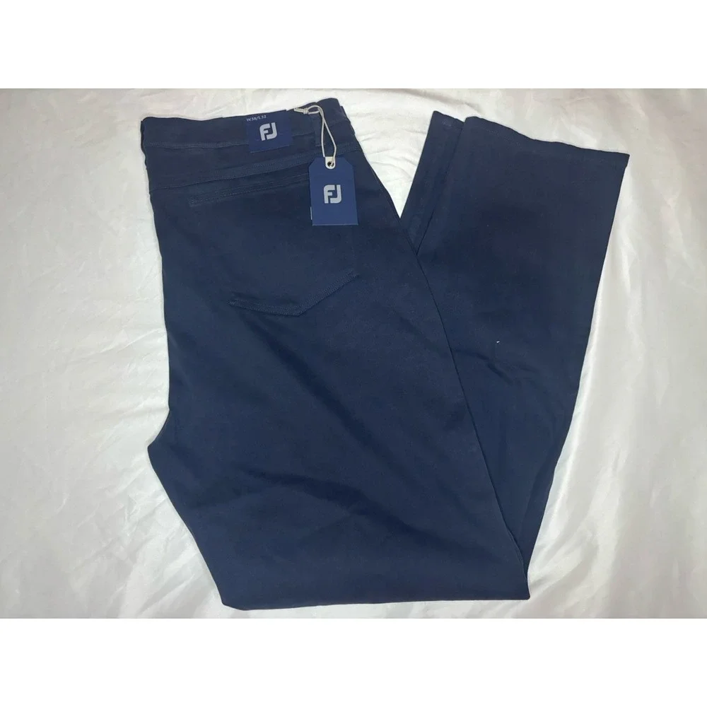 FootJoy Men's 38x32 Sueded Cotton Twill Stretch‎ 5-Pockets Navy Blue Pants NWT